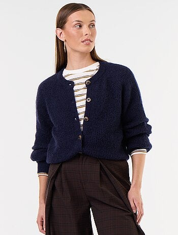 Cardigan abbottonato in mohair e lana misto