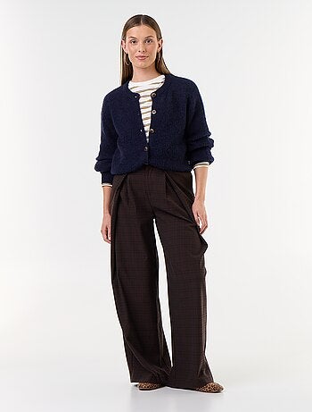 Cardigan abbottonato in mohair e lana misto