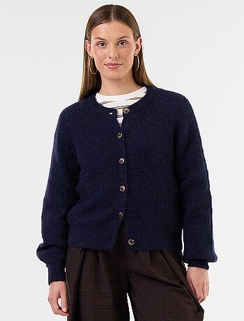 Cardigan abbottonato in mohair e lana misto