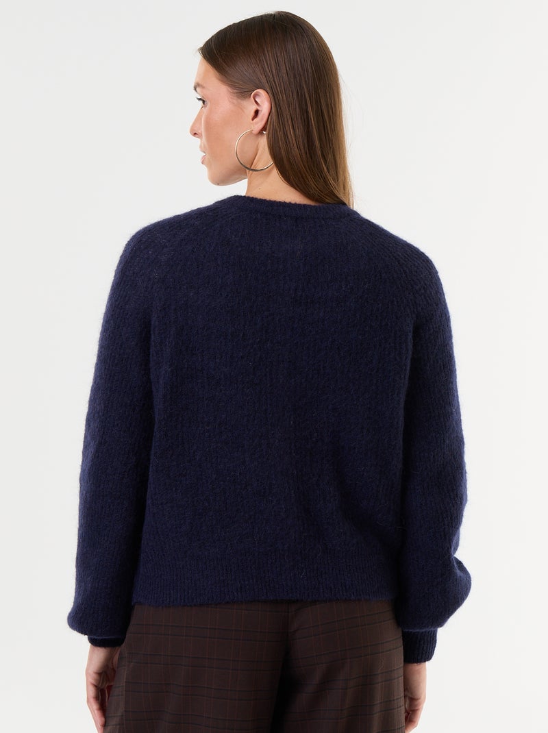 Cardigan abbottonato in mohair e lana misto Blu - Kiabi