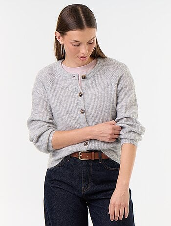 Cardigan abbottonato in mohair e lana misto