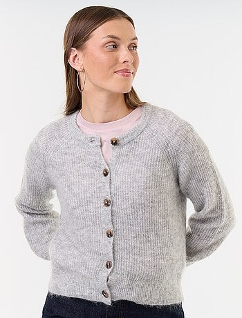 Cardigan abbottonato in mohair e lana misto