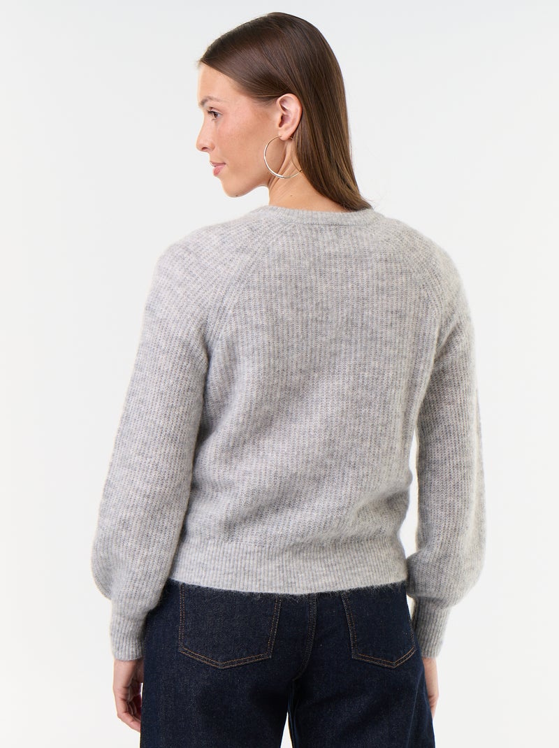 Cardigan abbottonato in mohair e lana misto Grigio - Kiabi