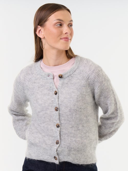 Cardigan abbottonato in mohair e lana misto - Kiabi