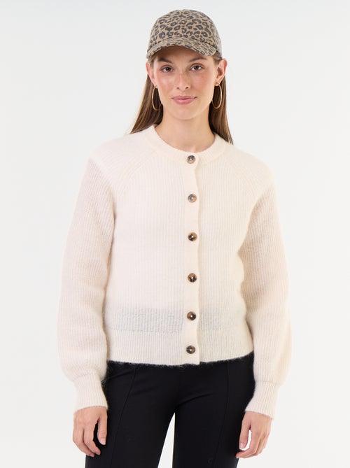 Cardigan abbottonato in mohair e lana misto - Kiabi