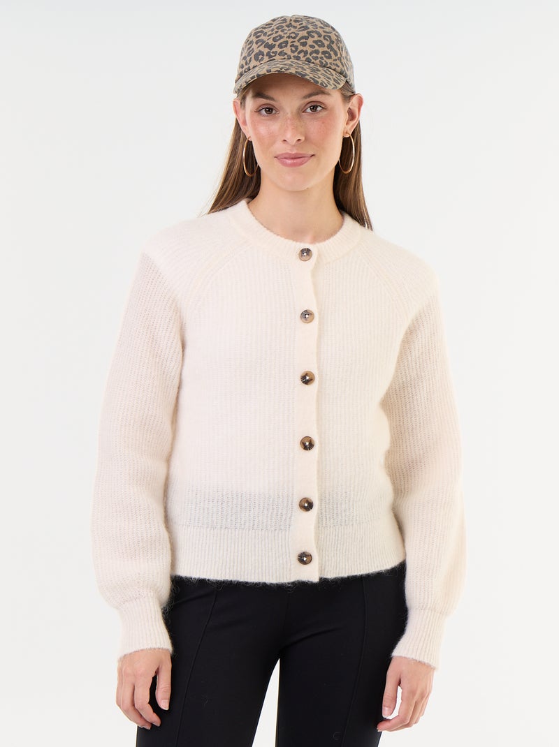 Cardigan abbottonato in mohair e lana misto Grigio - Kiabi