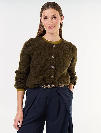 Cardigan abbottonato in mohair e lana misto