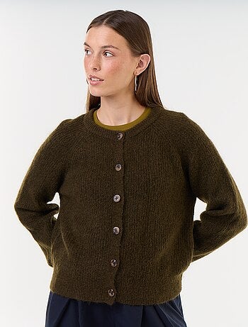 Cardigan abbottonato in mohair e lana misto