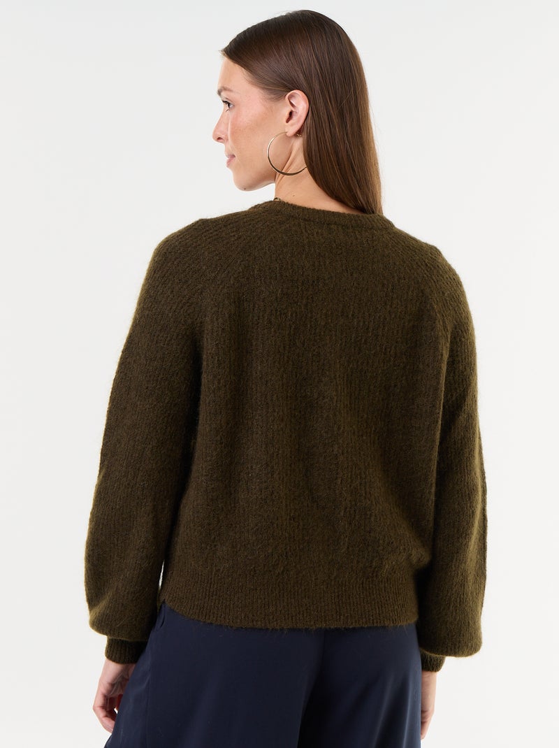 Cardigan abbottonato in mohair e lana misto Kaki - Kiabi