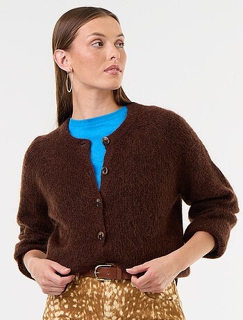 Cardigan abbottonato in mohair e lana misto