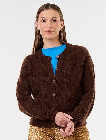 Cardigan abbottonato in mohair e lana misto