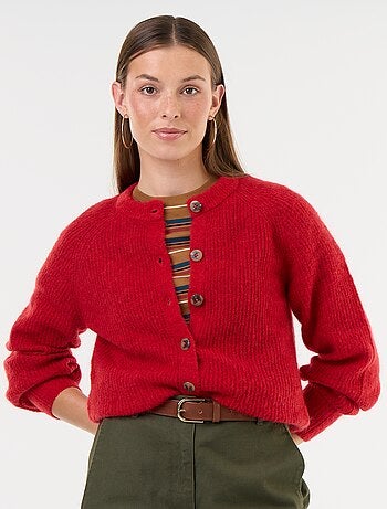 Cardigan abbottonato in mohair e lana misto