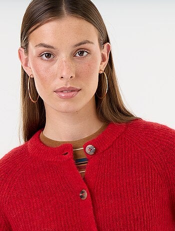 Cardigan abbottonato in mohair e lana misto