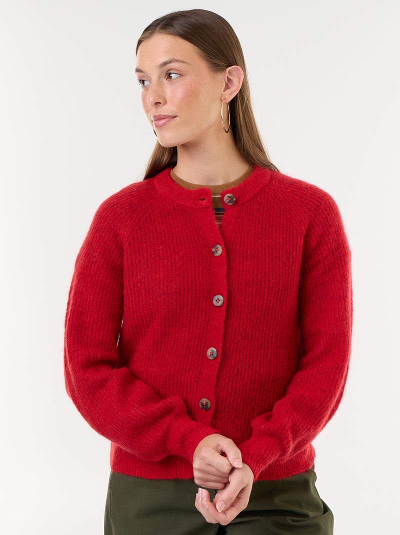 Cardigan abbottonato in mohair e lana misto Rosso - Kiabi