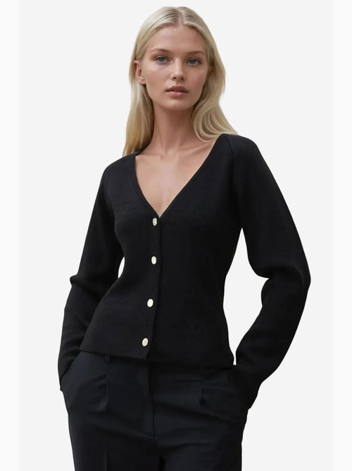 Cardigan aderente con scollo a v e bottoni hiccup - Kiabi Cardigan aderente con scollo a v e bottoni hiccup - Kiabi