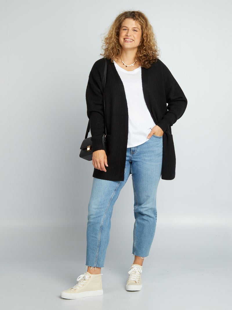 Cardigan aperto con lana nero - Kiabi