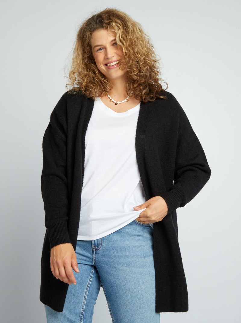 Cardigan aperto con lana nero - Kiabi