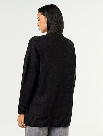 Cardigan aperto tinta unita con 2 tasche applicate