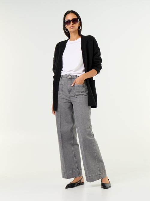 Cardigan aperto tinta unita con 2 tasche applicate - Kiabi