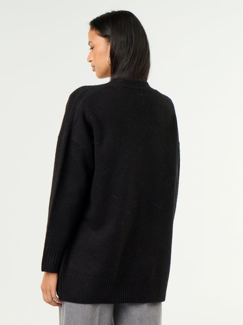 Cardigan aperto tinta unita con 2 tasche applicate - Kiabi
