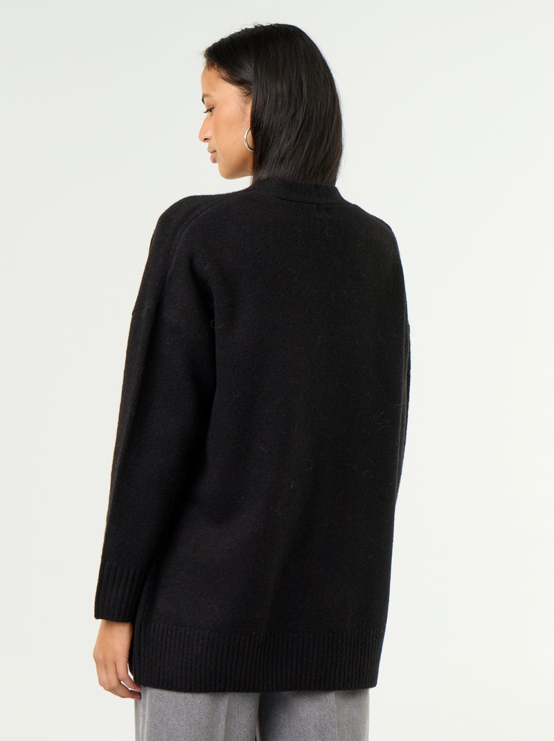 Cardigan aperto tinta unita con 2 tasche applicate Nero - Kiabi