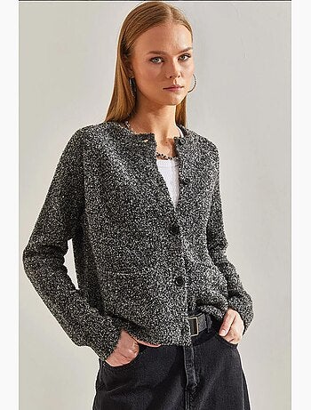 Cardigan bouclé con bottoni lucci