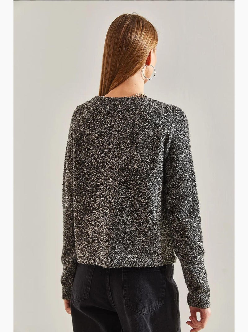 Cardigan bouclé con bottoni lucci Nero - Kiabi