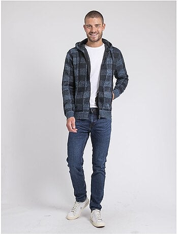 Cardigan capuche carreaux doublé sherpa LAMACAO