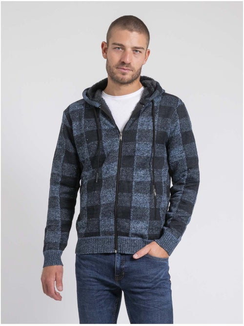 Cardigan capuche carreaux doublé sherpa LAMACAO - Kiabi