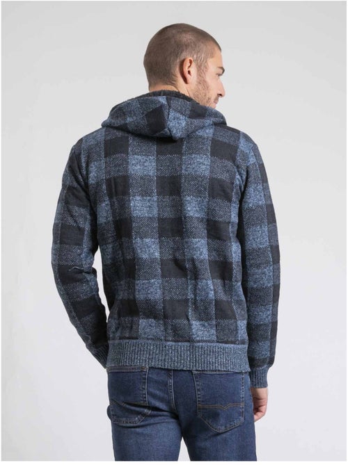 Cardigan capuche carreaux doublé sherpa LAMACAO - Kiabi