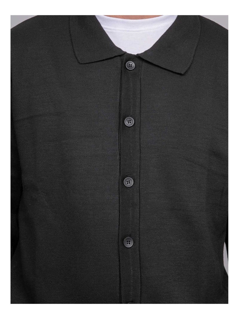 Cardigan colletto polo abbottonato LATOMIA Nero - Kiabi