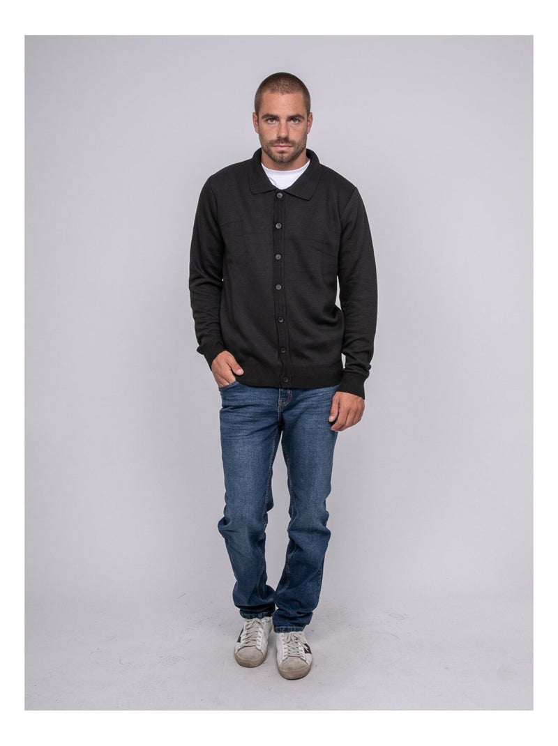 Cardigan colletto polo abbottonato LATOMIA Nero - Kiabi