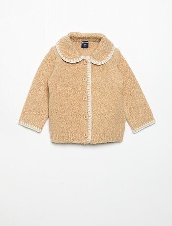 Cardigan con bordi fantasia a contrasto