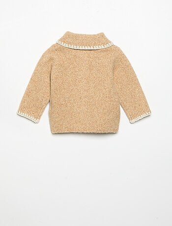 Cardigan con bordi fantasia a contrasto