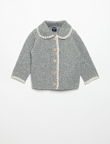 Cardigan con bordi fantasia a contrasto