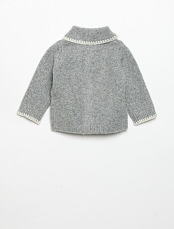Cardigan con bordi fantasia a contrasto