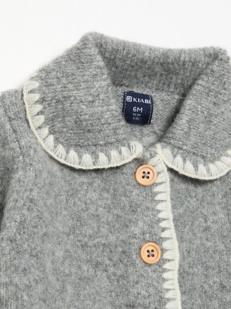 Cardigan con bordi fantasia a contrasto Grigio - Kiabi
