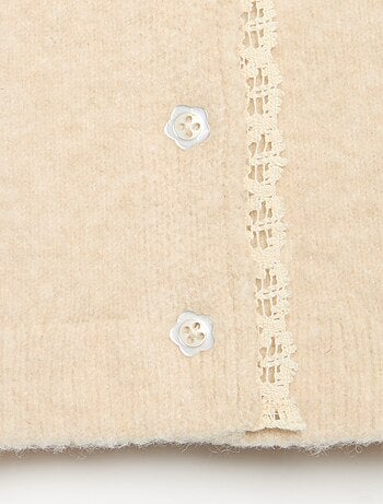 Cardigan con bordi in pizzo sottile