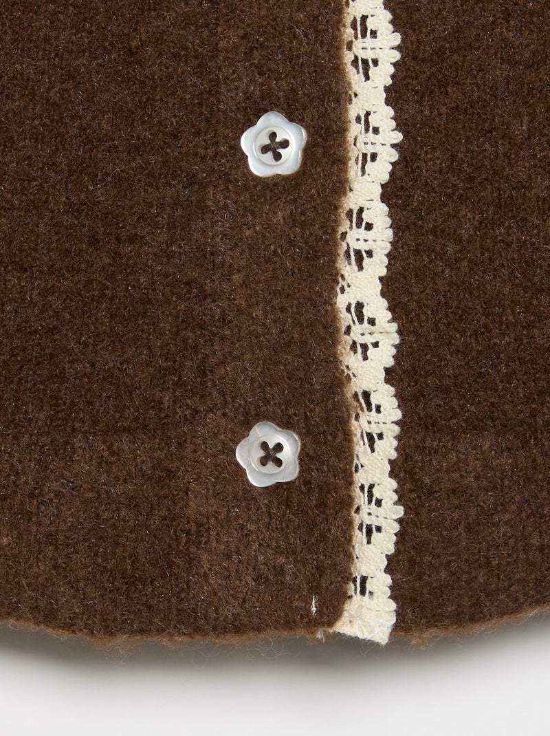 Cardigan con bordi in pizzo sottile Marrone - Kiabi