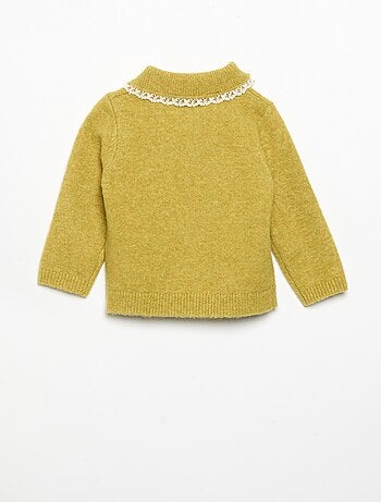 Cardigan con bordi in pizzo sottile
