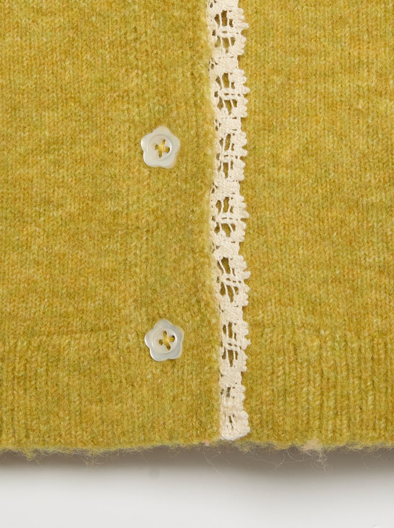 Cardigan con bordi in pizzo sottile Verde - Kiabi