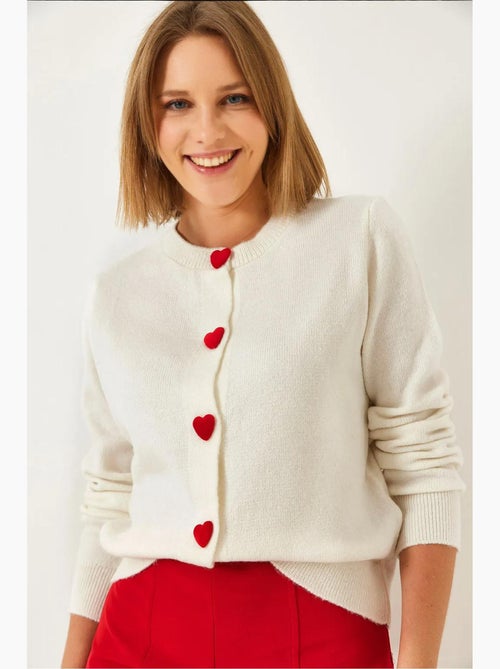 Cardigan con bottoni a cuore lucci - Kiabi Cardigan con bottoni a cuore lucci - Kiabi