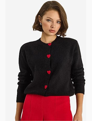 Cardigan con bottoni a cuore lucci