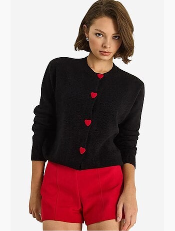 Cardigan con bottoni a cuore lucci