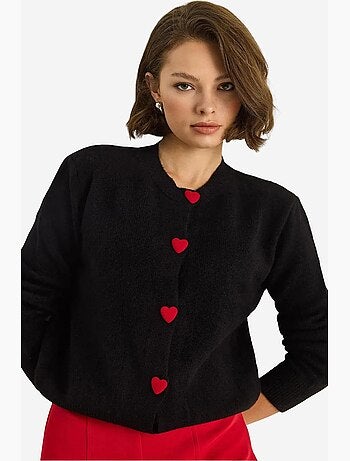 Cardigan con bottoni a cuore lucci