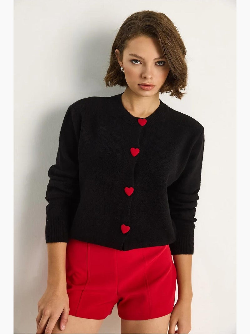 Cardigan con bottoni a cuore lucci Nero - Kiabi