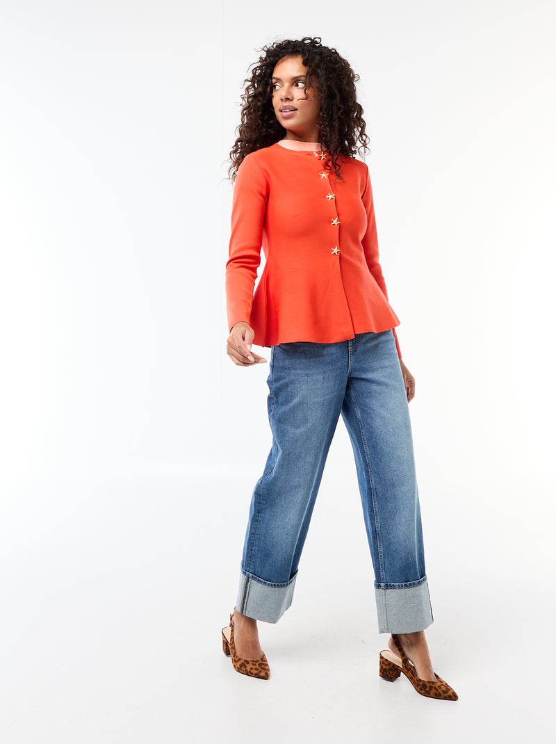 Cardigan con bottoni a forma di stella Arancione - Kiabi