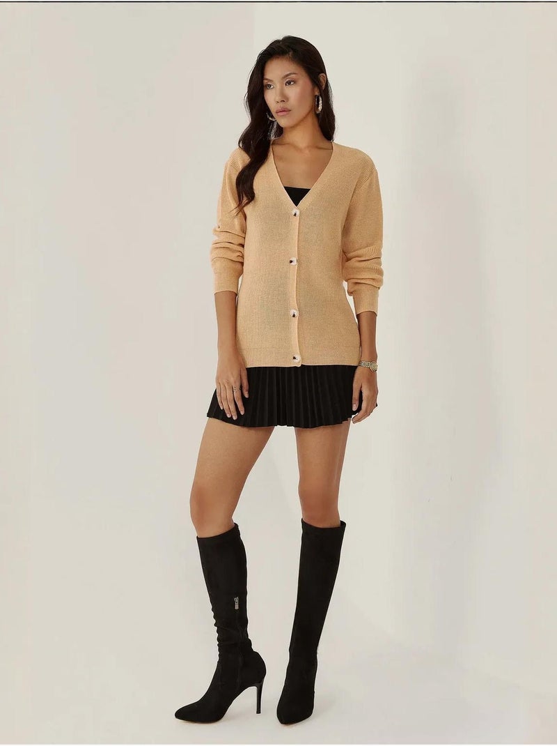 Cardigan con bottoni a scollo a V Arancione - Kiabi