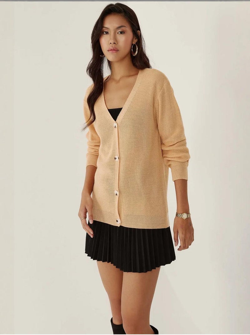 Cardigan con bottoni a scollo a V Arancione - Kiabi