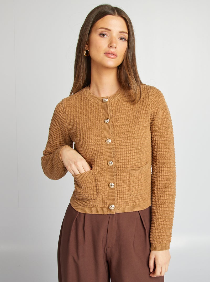 Cardigan con bottoni dorati BEIGE - Kiabi